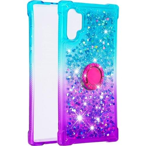 For Samsung Galaxy Note 10 Note10+ Note 10 Pro Anti-drop belt rotating bracket Soft Silicone Bling TPU Gradient Quicksand case