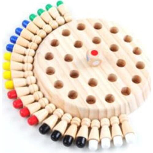 Wooden Memory Stick Chess Game Fun Block Board Game Educational Color Cognitive Ability Family Toys Kids party game for kids