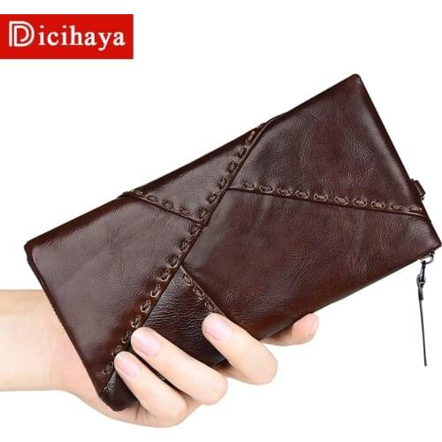 DICIHAYA NEW Arrive Genuine Leather Women Wallet Splice Leather Purse Brand Design Clutch Wallets Multifunction Card Holder