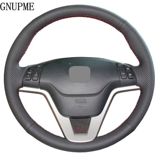 DIY Hand-stitched Black Artificial Leather Car Steering Wheel Cover for Honda CRV 2007-2011 CR-V