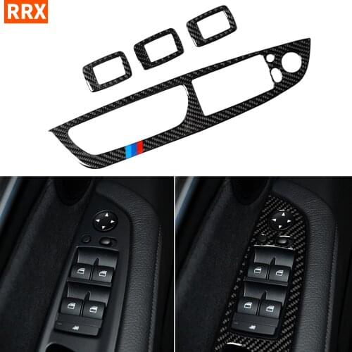 For BMW X5 E70 2008-2013 X6 E71 2009-2014 Carbon Window Lift Button Frame Door Armrest Panel Trim Sticker Tuning Car Accessories