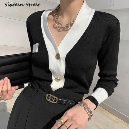 Elegant Autumn Sweaters for Woman V-neck Single-breasted Vintage Knitting Cardigans Woman Korean Business Knit Cardigan Fall