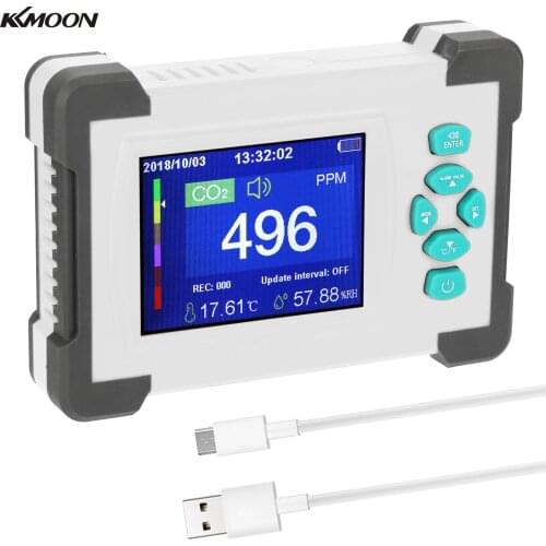 KKMOON Portable Carbon Dioxide Detector CO2 Meter ℃/℉ Switchable Air Quality Monitor Humidity Temperature Tester with Case
