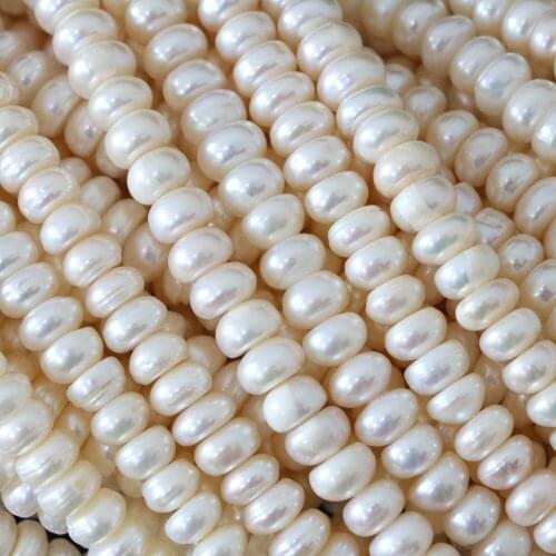 Beautiful white freshwater pearls scattered 8-9MM natural irregular steamed bread beads quality diy fashion jewelry making 15"