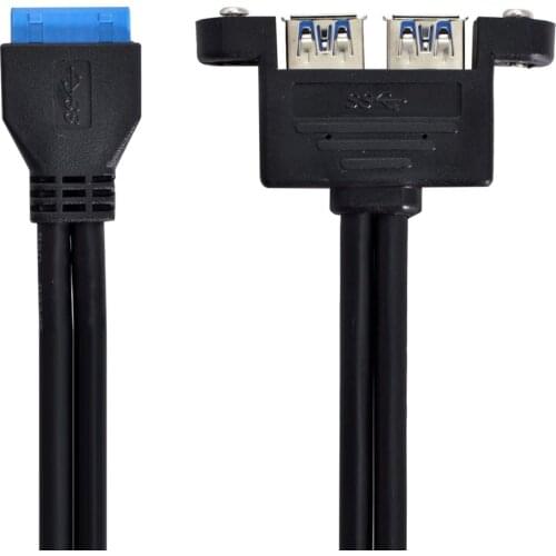 Cablecc 2PORT USB 3.0 Panel Type Motherboard 20P Cable 50cm