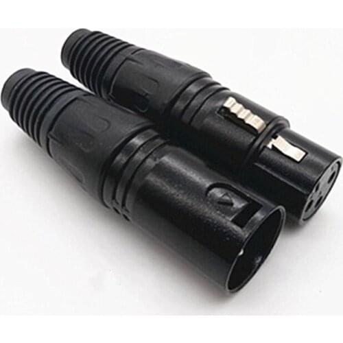 Metal Alloy Xlr Cannon Connector Male/Female Plug Connector 3Pin Xlr Audio Microphone Cable Connector Balance Plug Adapter Black