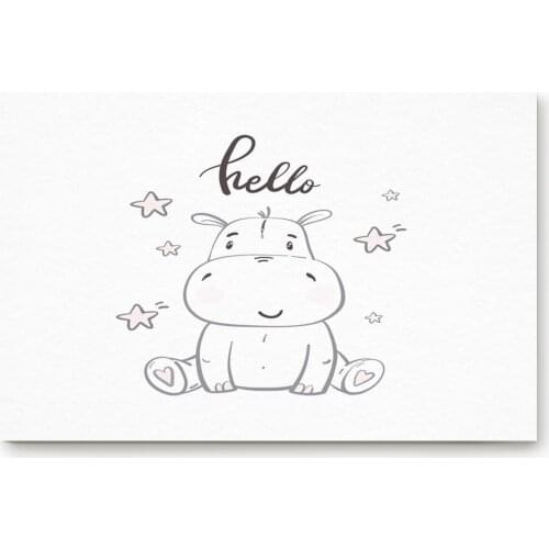 Hippopotamus Baby Cute Beautiful Stars Illustrations Interesting Animals Doormat Bathroom Accessories Set Floor Carpets Home