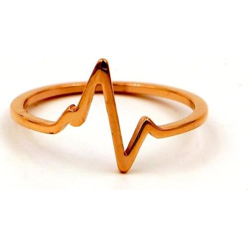 Fashion Stainless Steel Love Wave ECG Rings Engagement Women Rose Gold Color Party Wedding Gift
