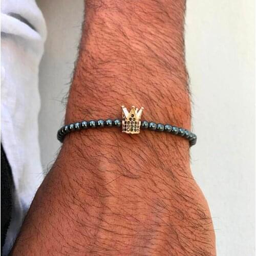 Trendy Men Bracelet Jewelry Stretch Natural Stone Crown Animal Charms Bracelet For Women Men armband pulseras mujer moda 2019