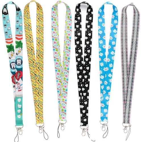 MD924 DMLSKY Cartoon Tooth Lanyard For Keys Phone Strap Neck Strap Keychain Lanyards ID Badge Holder For Dentist Doctor