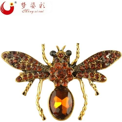 MZC 2019 Hot Sale Rhinestone Animal Brooches Enamel Pin Crystal Hornets Broach for Women Wedding Dress Party Jewelry Accessories