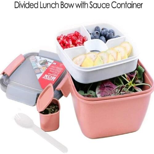 New Portable Salad Bowl With Dressing Container Salad Container Lunch Container Picnic Kit Microwave Safe Outside Food Container
