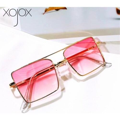 XojoX Kids Sunglasses Child Vintage Square Sun Glasses Cute Double beam Metal Eyewear Boys Girls Pink Black UV400 Goggles