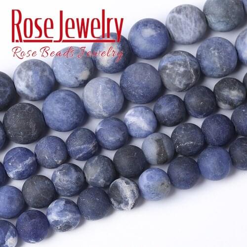 Wholesale Natural Stone Matte Deep Blue Sodalite Round Loose Beads 15" Strand 4 6 8 10 12 MM Size for Jewelry Making Bracelet