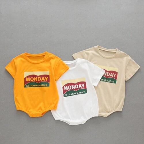 0-2Y Bodysuits for Baby Girls Boy Baby Letter Short Sleeve Rompers 2021 New Summer for Boys Bodysuits Clothing