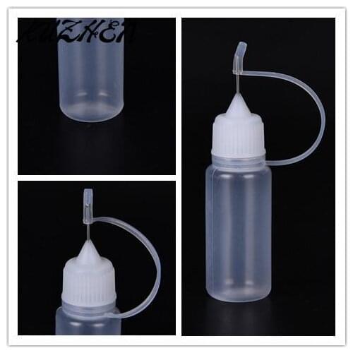 1Pc 10ML PE Plastic Dropper Bottles Empty Refillable Bottles Plastic Needle Bottle With Screw Metal Needle Cap