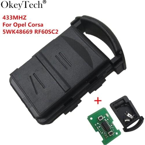 Okeytech 2 Buttons Remote Key 433MHZ For Vauxhall For Opel Corsa C Meriva Tigra Combo Van 5WK48669 RF60SC2