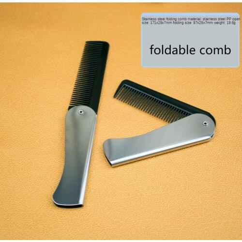 Stainless steel folding comb plastic oil comb metal comb hair comb home travel portable Beard Hair Clip