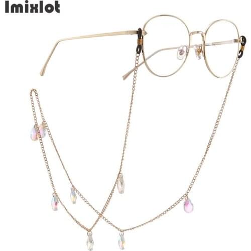 70cm Unisex Nonslip Sunglasses Lanyard Strap Necklace Waterdrop Crystal Eyeglass Chain Cord For Reading Glasses Adjustable Strap