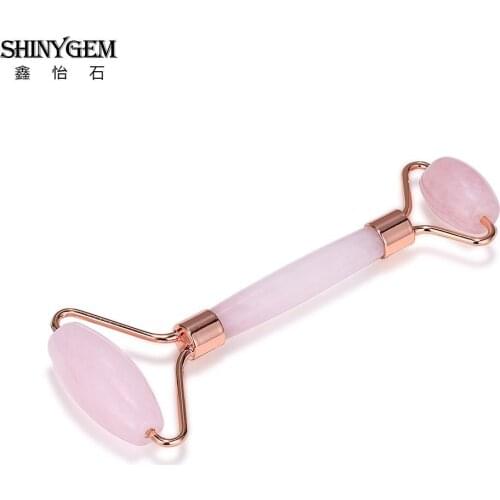 ShinyGem 2020 Natural Stone Quartz Roller Face Clean Hairdressing Massage Tools Gold/Rose Skin Care Crystal Jewelry For Women