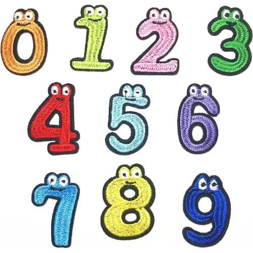 Cute numbers Arabic number patch Embroidery for Clothing DIY Iron on Patches