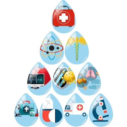 TAFREE Blue Medical Tools 18x25mm Handmade Tear Drop Shape Glass Drop Style Cabochons Jewelry Accessories Making MD70