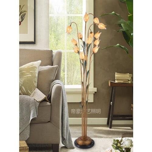 Zq Nordic Lamp Atmosphere Living Room Bedroom Art Creative Flower Floor Lamp Wedding Decoration Eye-Protection Lamp