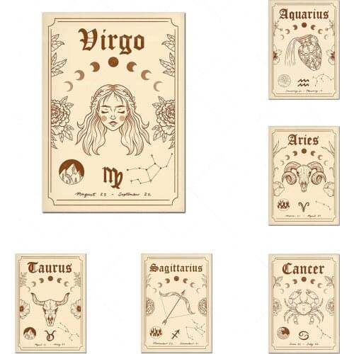 Taurus Virgo 12 Constellation Art Print Astrology Astrology Poster Wall Picture Home Decor Gift Gift Wall Art Print