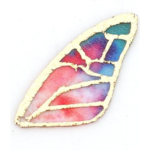 DoreenBeads Fabric Pendants Gold Color Butterfly Wing Multicolor Glitter Jewelry Accessories 28mm(1 1/8") x 13mm( 4/8"), 5 PCs