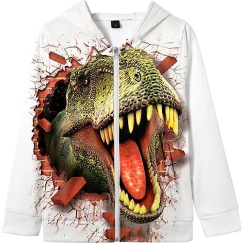 Dinosaur Tyrannosaurus Cartoon 3d Hoody Hip Hop Style Men Women Zipper Hoodies Jacket Tops Long Sleeve Unisex Hooded Sweatshirts