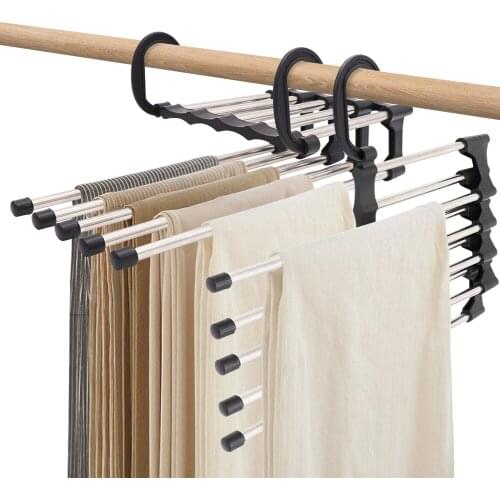 Pants Hangers Space Saving, Non Slip Stainless Trouser Clothes Storage Hangers for Bedroom Closet Wardrobe Pants Organizer