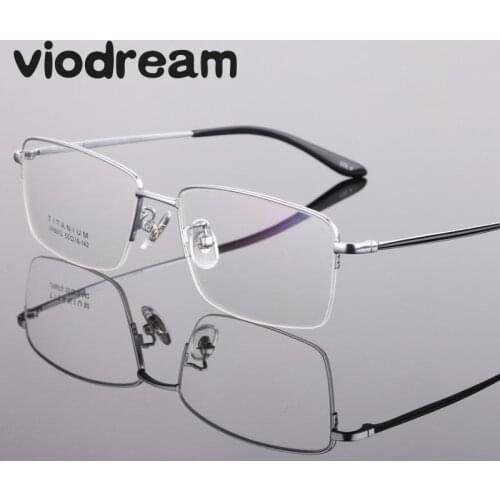 Viodream Ultra Light Pure Titanium Eyeglasses Frames Men Myopia reading Half Glasses Optical Frame Oculos De Grau Masculino 8972