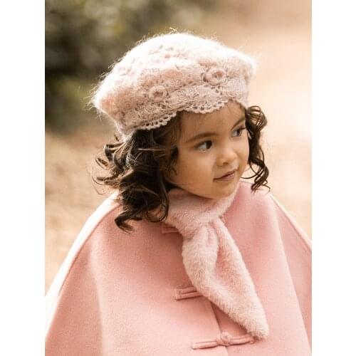 X028 Kids Knitting Hats Handmade Crocheted Cute Childrens Beret Caps Girls British Octagonal Knitted Woolen Cap Adjustable