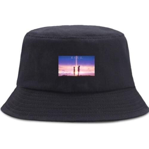 Your Name Japan Anime Print Fishermans Hat Unisex Outdoor Beach Cap Foldable Summer Bucket Hats Fishing Panama Sunscreen Caps