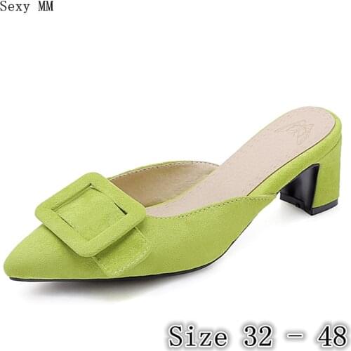 Pumps Women Square High Heels Sandals Slingbacks Shoes Woman High Heel Shoes Small Plus Size 32 33 -40 41 42 43 44 45 46 47 48