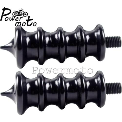 1 Pair Motorcycle Black CNC Balls Cycles Ribbed Footpeg Shifter Peg For Harley Cafe Racer Bobber Chopper Custom