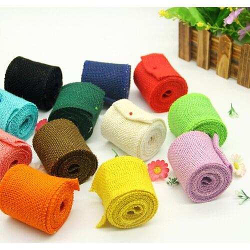2Meters/Roll 6cm Width Colorful Jute Burlap Ribbons Vintage Retro Rustic Wedding Decoration DIY Birthday Party Crafts Hemp Tape