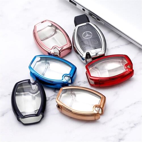 360° Protection TPU Car Key Case For Meserdes Benz Key Cover Anti-wear Transparent Key Shell For Meserdes Benz Car Accessories