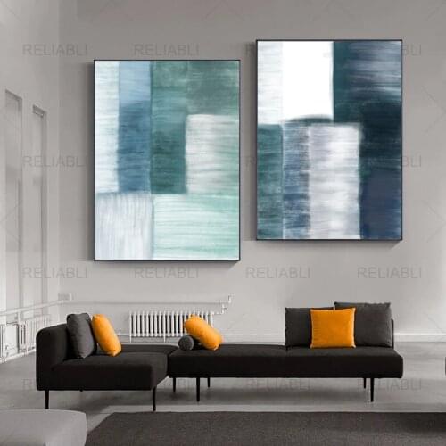 Abstract Blue Color Retro Pattern Poster and Print Canvas Painting Picture Bedroom Home Wall Art Decoration Cuadros No Frame