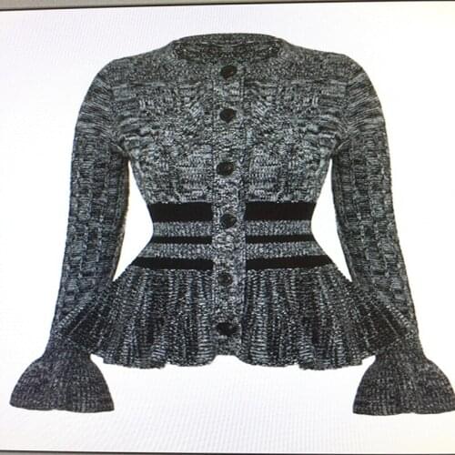 Amolapha Fashion Women Knitted Vintage Ruffles Cardigans Sweaters Woman Knitted Flare Sleeve Jumper Tops