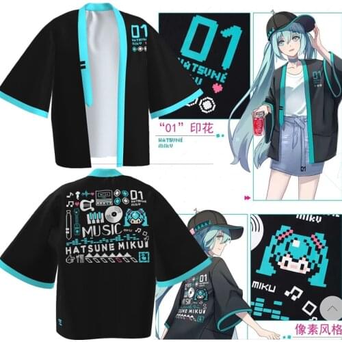 Anime Vocaloid Miku Cosplay Costumes Mens Blue T-Shirt Brand Men Active T Shirt Bathrobe Casual Fashion Cloak Pajamas
