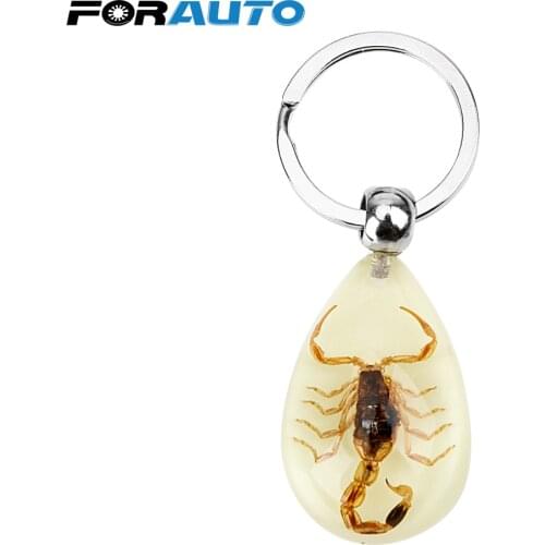 FORAUTO Car Keyring Handbag Wallet Pendant Scorpion Amber Pendant Creative Scorpion Keychain Noctilucent Car-styling Key Holder