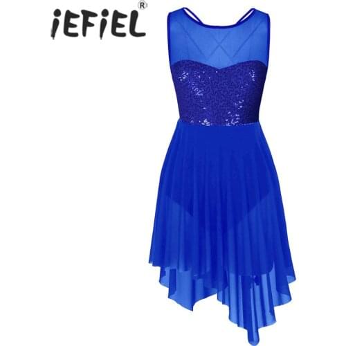 Ballet Tutu Dress for Womens Adult Ballerina Sequins Mesh Criss Cross Back Lyrical Dance Costumes Gymnastics Leotard Dancewear