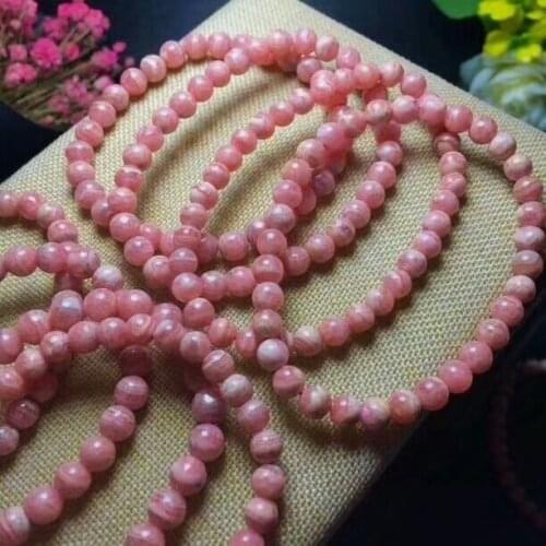 Natural Rhodochrosite Round Beads Bracelet 6.5-5.5mm AAA