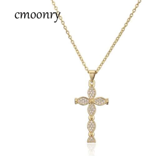 Cmoonry Unisex Cross Necklace for Men Fashion Pendant Choker Style Crystal Chain Trend Party Necklace Women Cross Punk Jewelry