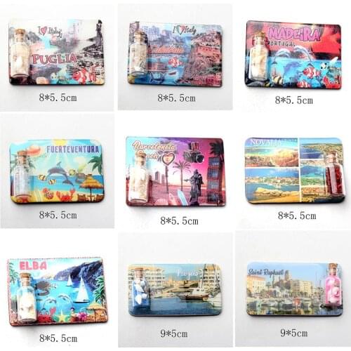 1PC Portugal Croatia France Italy Spain Portugal seaside super performance epoxy fridge magnet with floating bottle
