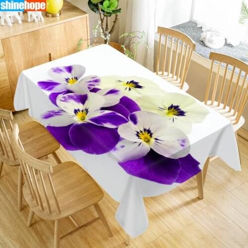 Europe Tablecloth Pansies Flowers Dustproof Dinner Table Cloth Rectangular Wedding Decoration Table Cover Home Textiles