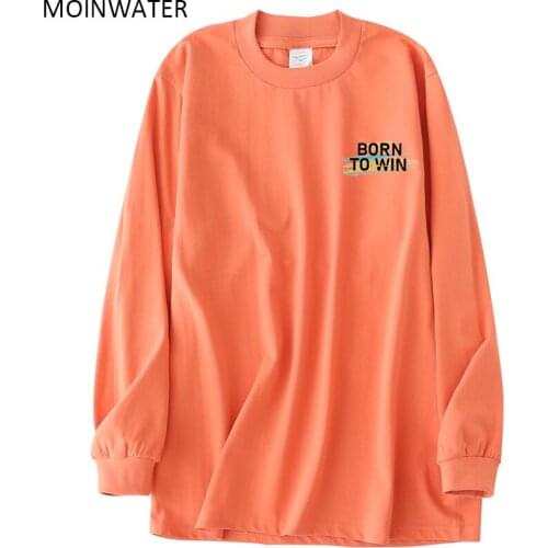 MOINWATER Women Oversized Long Sleeve T-shirts with Letter Print Female New Cotton Thick Tees Tops for Autumn Spring MLT2130