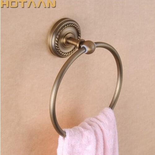 HOT SELLING, FREE SHIPPING, Bathroom towel holder, solid brass Wall-Mounted Round antique brass Towel Ring ,Towel Rack,YT-12291