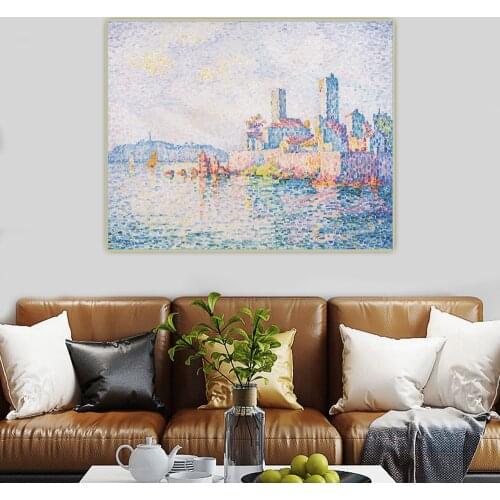 Holover Canvas Oil Painting Paul Signac"Antibes, The Towers"Western Art Decor Poster Artwork Wall Art Aesthetic Home Decoration